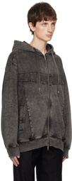 Feng Chen Wang Black Washed Zip Up Hoodie