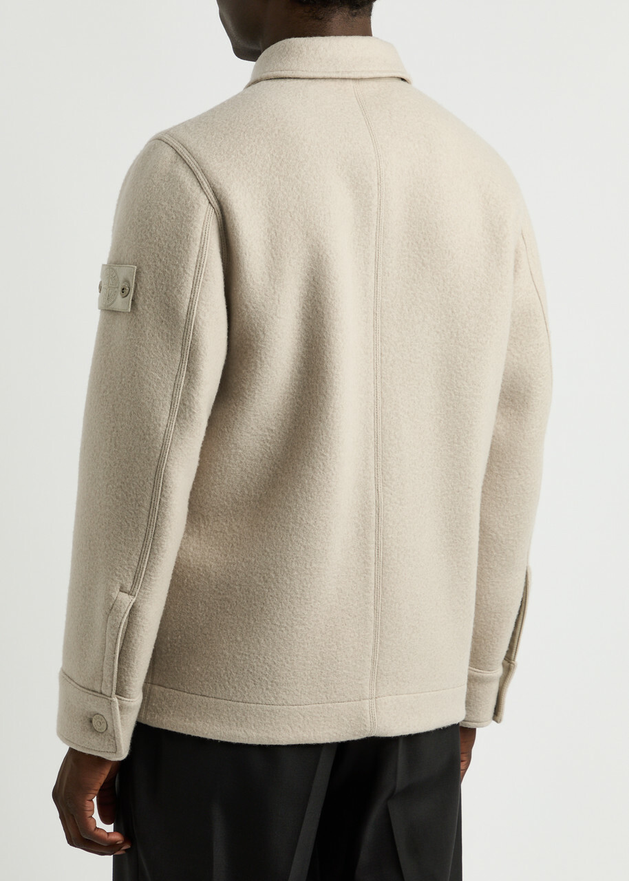 Stone Island Heavy Melton Ghost Wool-blend Jacket Beige