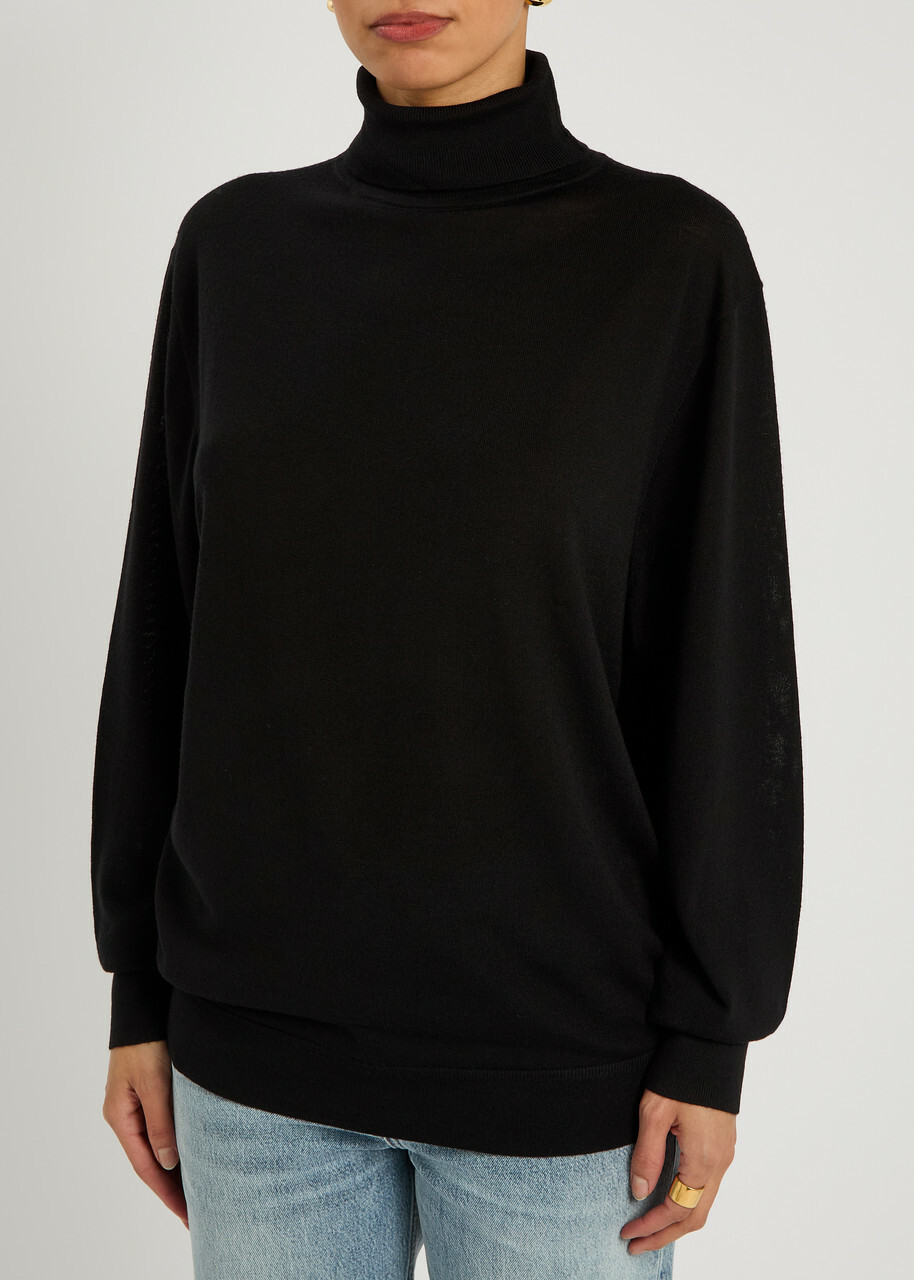 Toteme Turtle-neck Fine-knit Wool Jumper Black