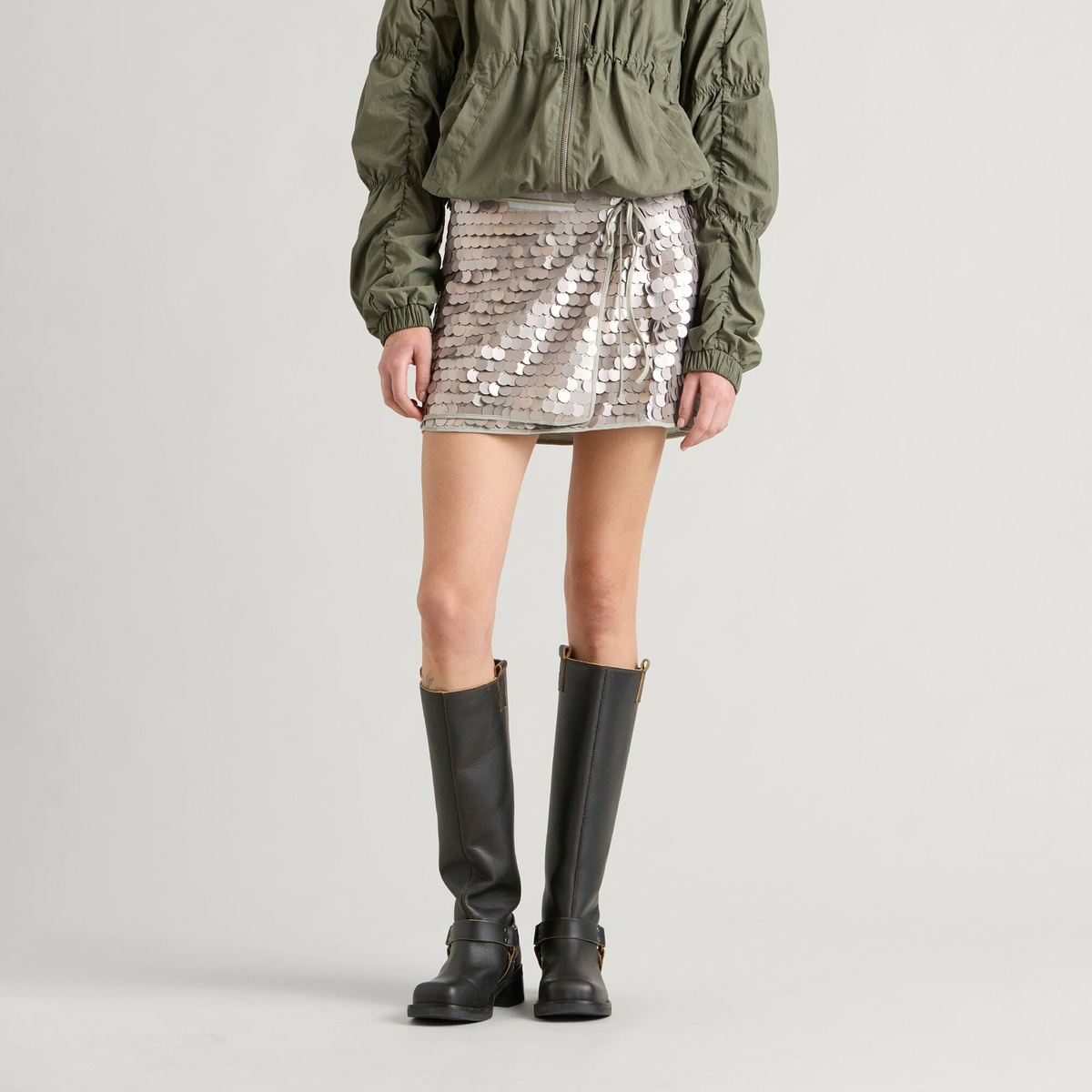 Hosbjerg Women's Delilah Sequin Mini Skirt in Light Grey