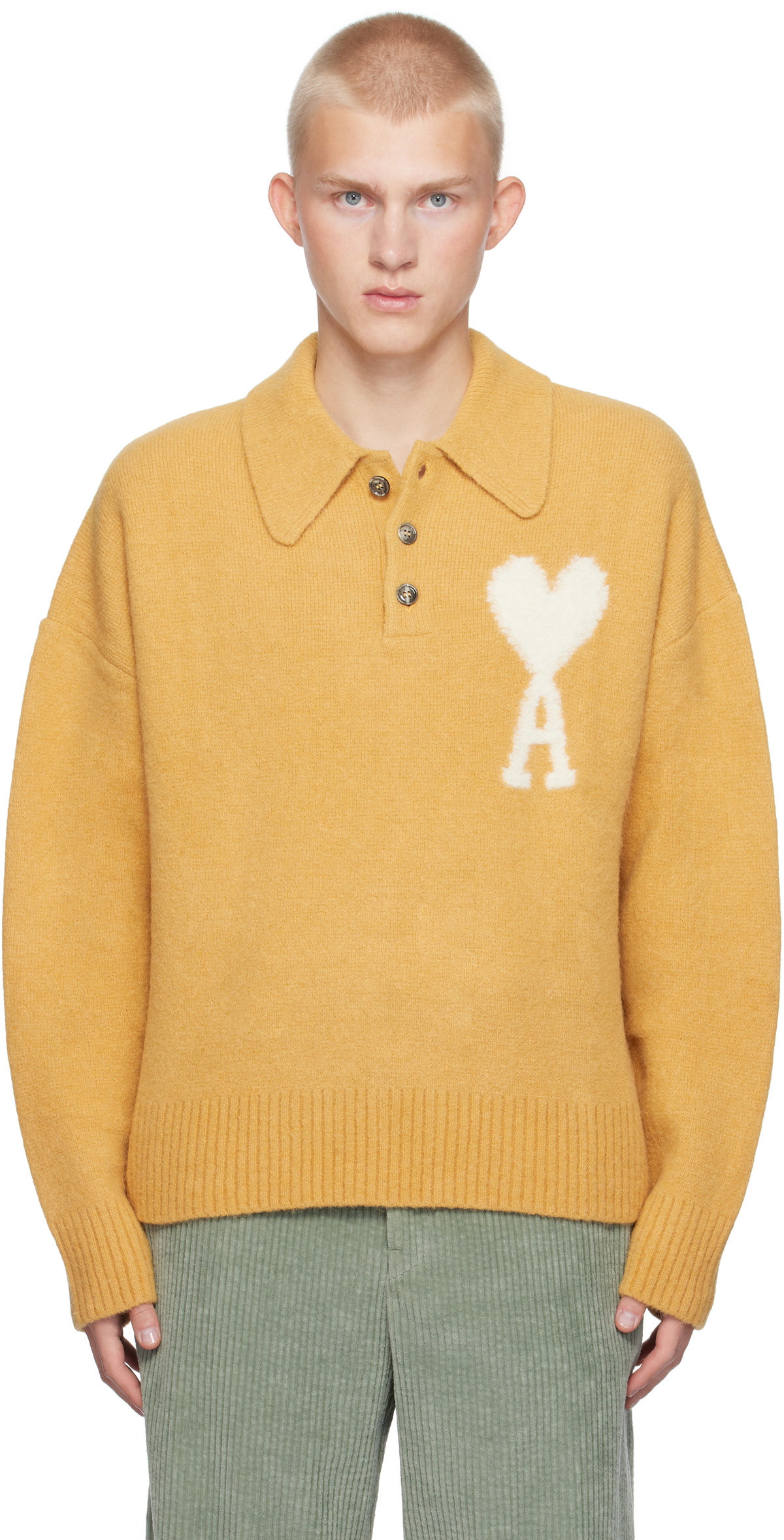 AMI Paris Yellow Ami de Coeur Polo AMI