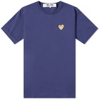 Comme des Garçons Play Men's Gold Heart Logo T-Shirt in Navy