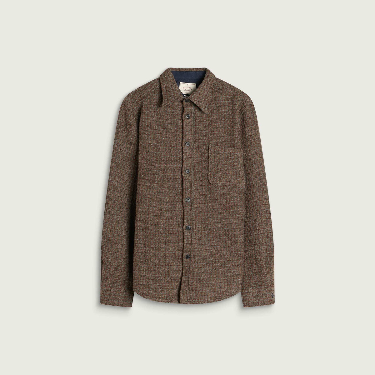 Portuguese Flannel Men's Waffle Overshirt in Brown Multi