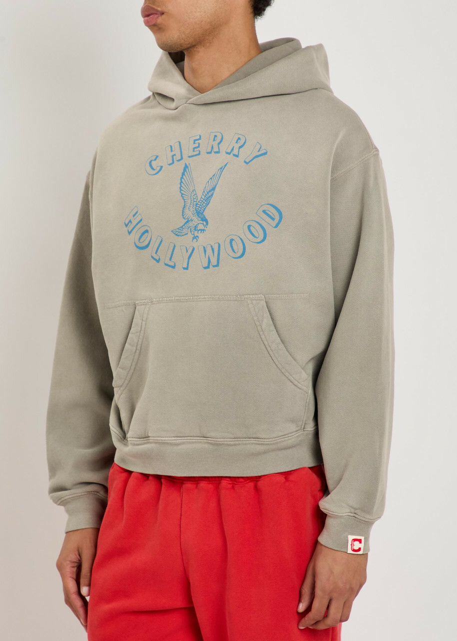 Cherry Los Angeles Motors Hooded Cotton Sweatshirt Grey