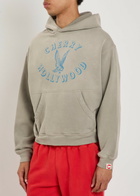 Cherry Los Angeles Motors Hooded Cotton Sweatshirt Grey