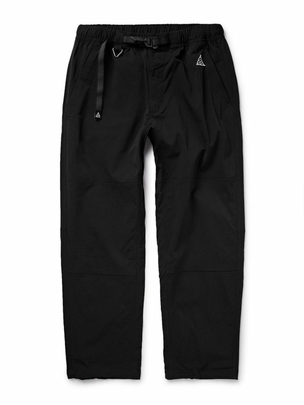 Photo: Nike - ACG Straight-Leg Belted Logo-Embroidered Shell Trousers - Black