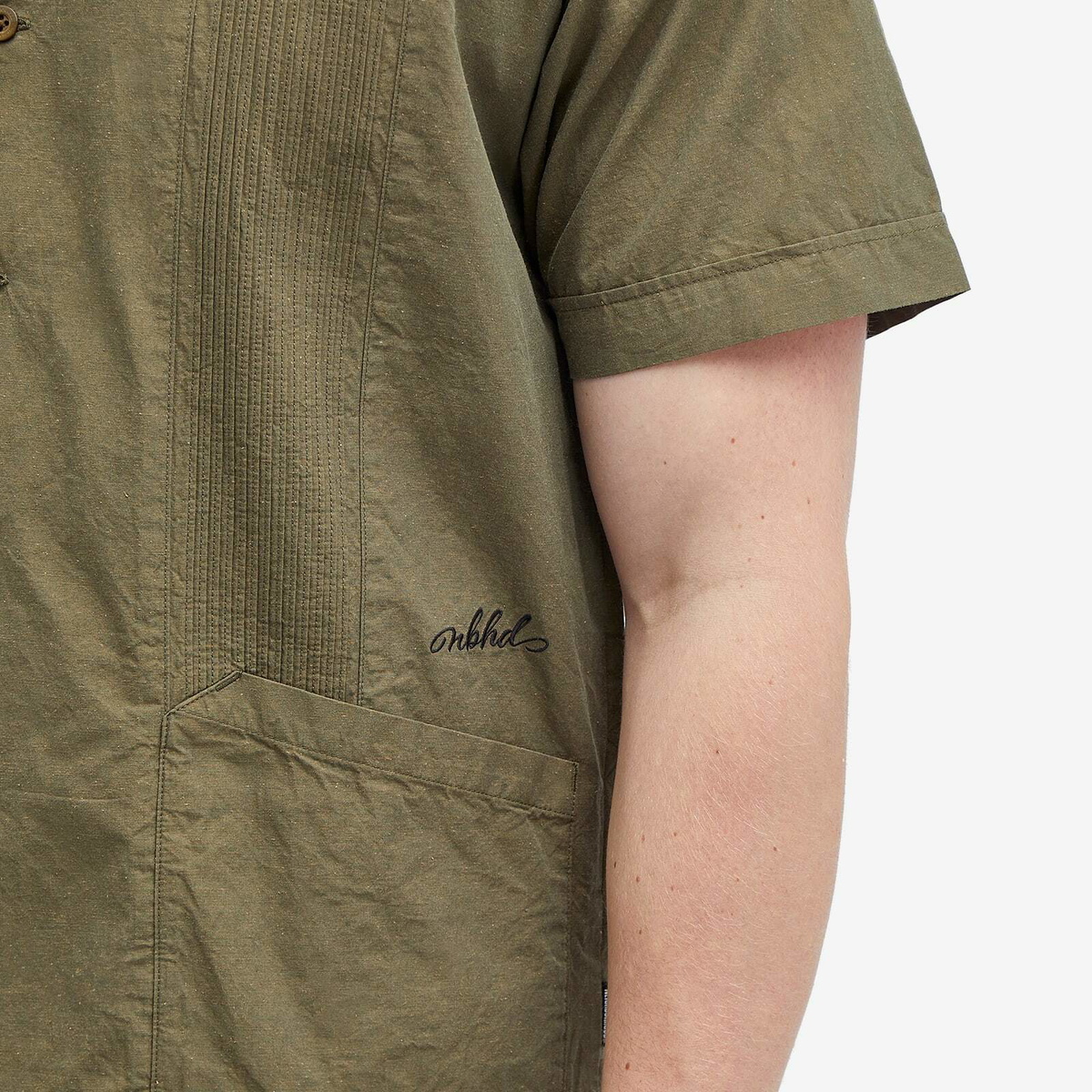 Neighborhood Men's Guayabera Vacation Shirt in Olive Drab Neighborhood