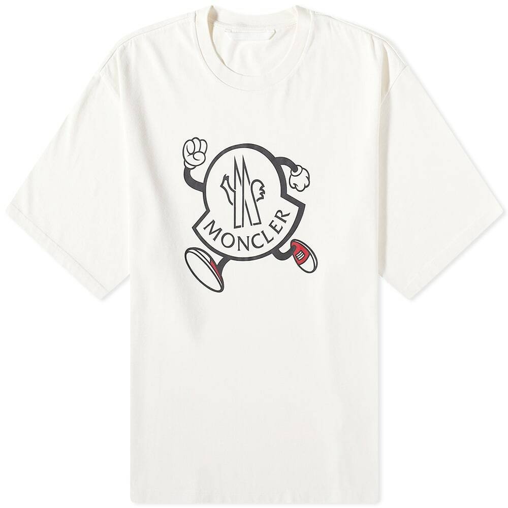 Moncler Men's Running Logo T-Shirt in Off White Moncler