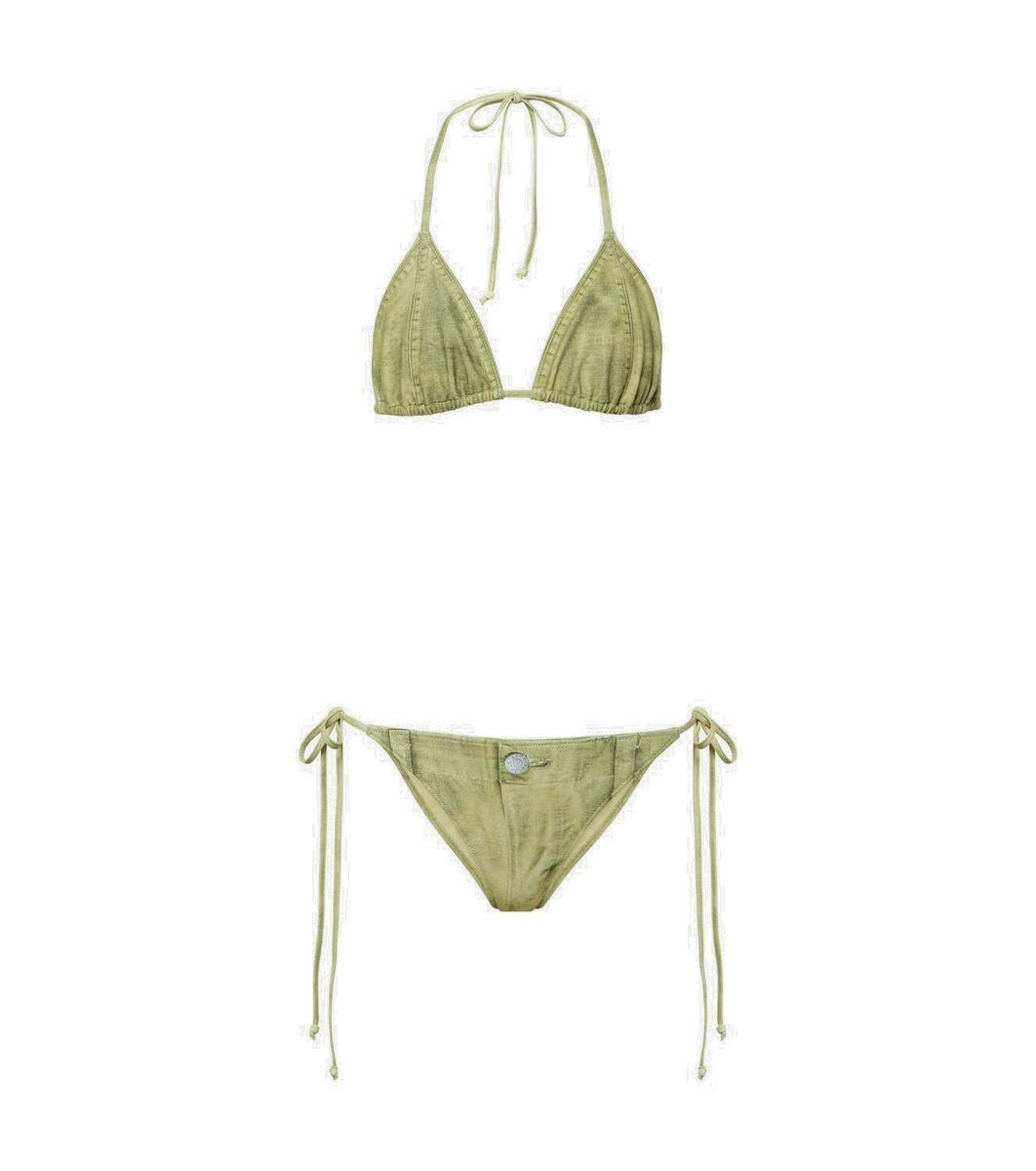 【関税込み】Acne Studios グリーン プリント ビキニ Eini printed bikini in blue - Acne Studios | Mytheresa