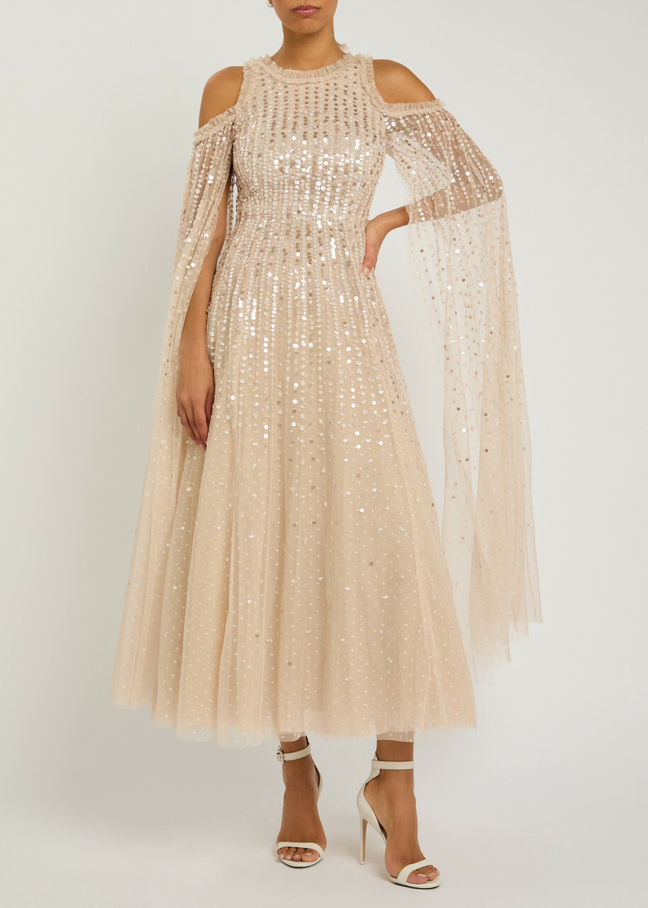 Needle & Thread Moonlight Sequin-embellished Tulle Gown Light Pink