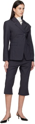 GANNI Gray Pinstripe Capri Trousers