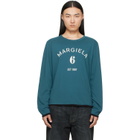 MM6 Maison Margiela Blue Long-Sleeved Reversible T-shirt