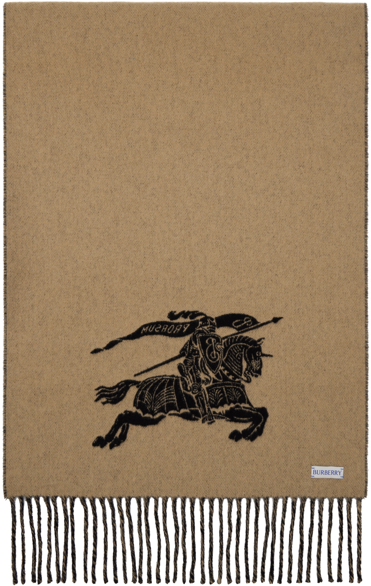 Burberry Beige & Black Reversible EKD Cashmere Scarf Burberry Burberry Beige and Black Cashmere Scarf main image 0