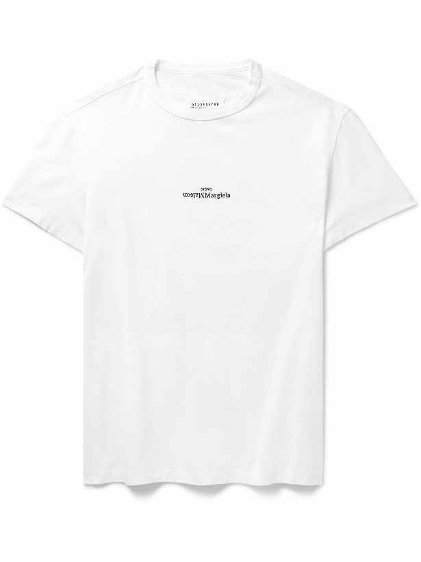 Photo: Maison Margiela - Logo-Embroidered Cotton-Jersey T-Shirt - White