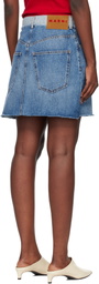 Marni Blue Stone Washed Patches Denim Miniskirt