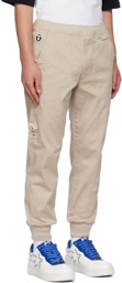 AAPE by A Bathing Ape Beige Embroidered Lounge Pants