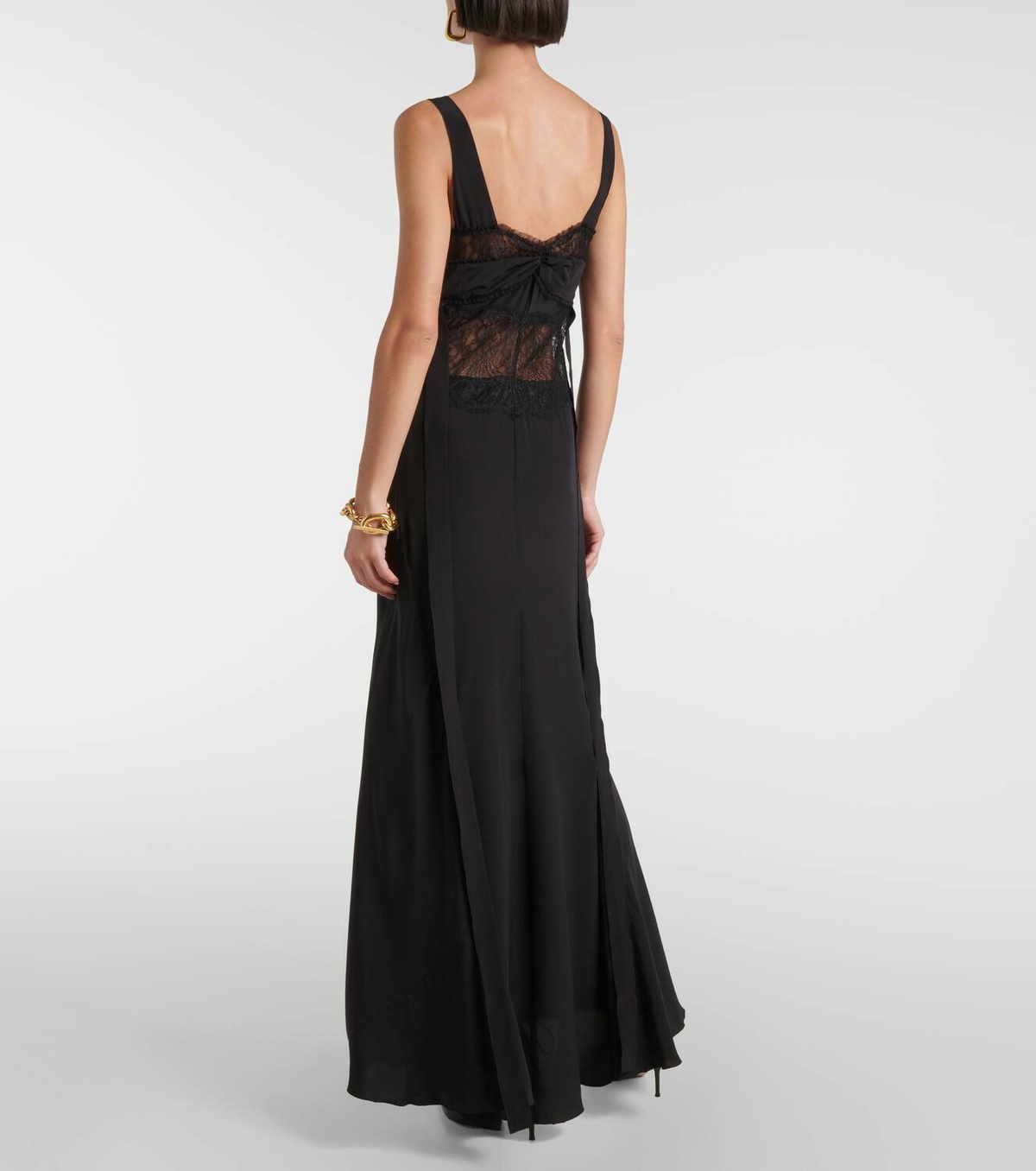 Victoria Beckham Lace-trimmed silk midi dress Victoria Beckham