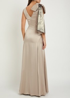 Maison Margiela Bow-appliquéd Satin Gown Cream