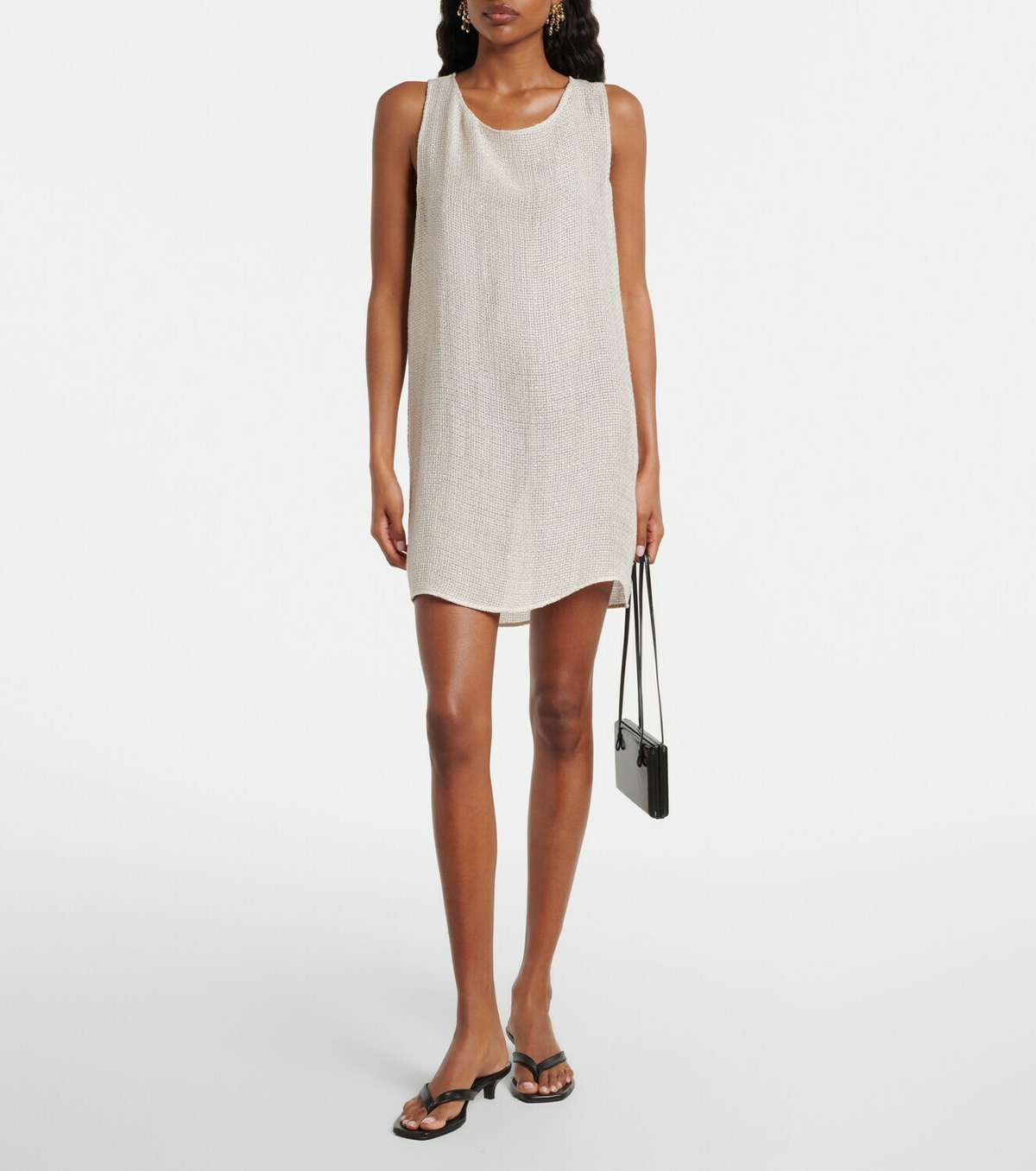 Leset Stella sequined linen-blend minidress