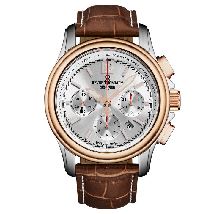 Photo: Revue Thommen Air Speed Chronograph Automatic Silver Dial Mens Watch 16041.6352