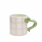 Damson Madder Women's Gingham Bow Mug in Pink Gingham 