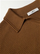 Mr P. - Knitted Cotton Polo Shirt - Brown