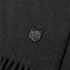 Maison Kitsuné Men's Fox Head Patch Wool Scarf in Black/Charcoal
