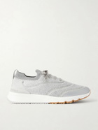 Brunello Cucinelli - Stretch-Knit Sneakers - Gray