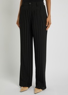 High Drew Pleated Wide-leg Woven Trousers Black
