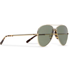 Brioni - Aviator-Style Tortoiseshell Acetate-Trimmed Gold-Tone Sunglasses - Men - Gold