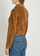 Nili Lotan Cassidy Double-breasted Cropped Suede Jacket Camel