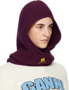 GANNI Burgundy Wool Mix Balaclava