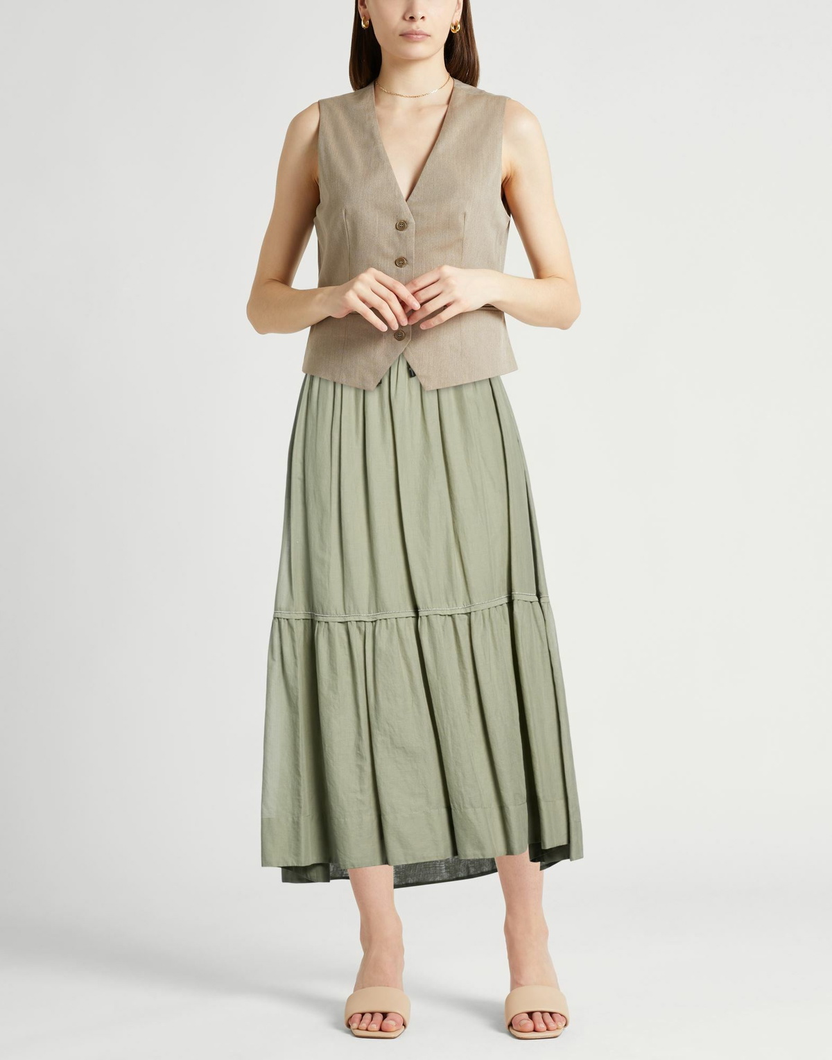 Peserico Womens Maxi skirt in Sage green