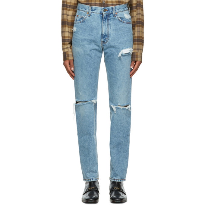 Photo: Gucci Blue Ripped Eco Washed Jeans