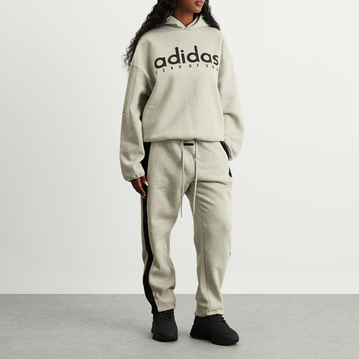 Adidas x FOG adidas x Fear Of God Heather Cotton Fleece Hoodie in Medium Grey Heather