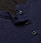 Isabel Benenato - Oversized Double-Faced Crinkled Cotton-Jersey Henley T-Shirt - Men - Blue