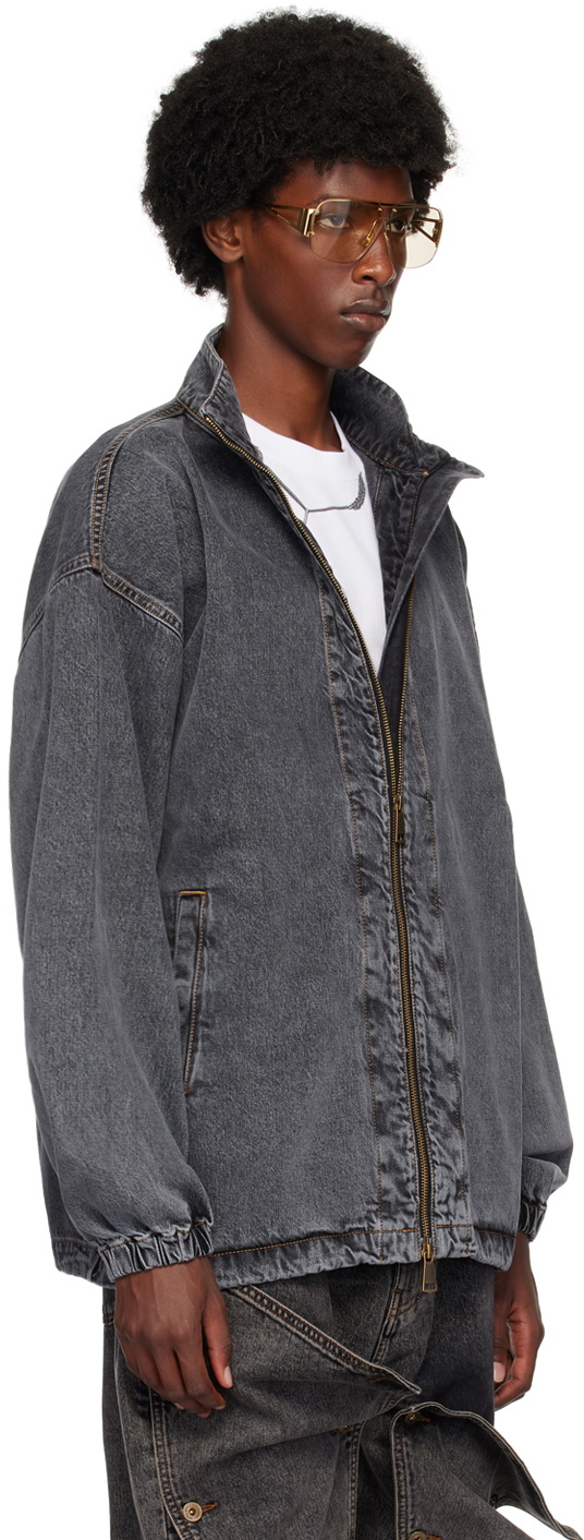 Y/Project Gray Pinched Logo Denim Jacket