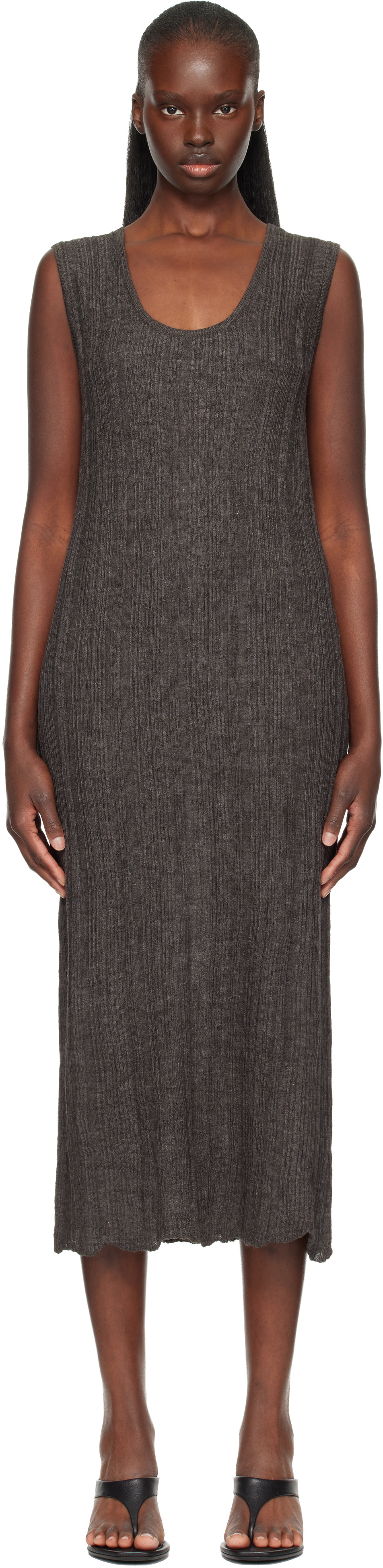 Lauren Manoogian Gray Plisse Tank Maxi Dress