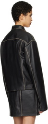 032c Black Uma Leather Biker Jacket