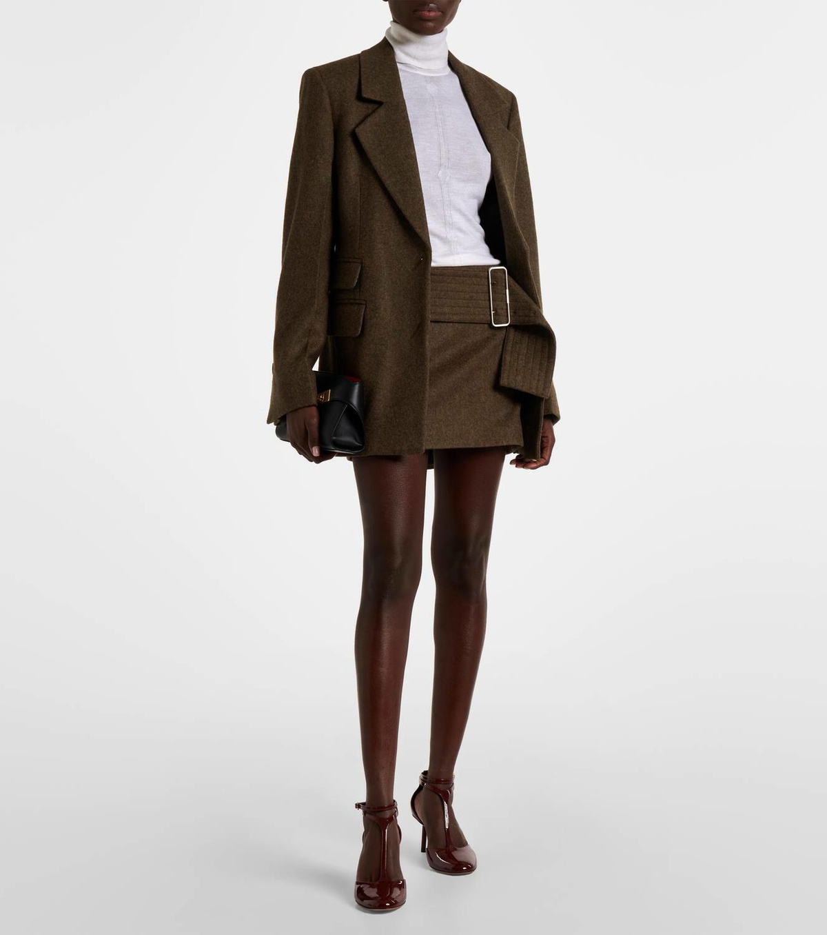 スカート SALVATORE FERRAGAMO BURGUNDY NYLON BLEND SKIRT Ferragamo Wool miniskirt Salvatore Ferragamo