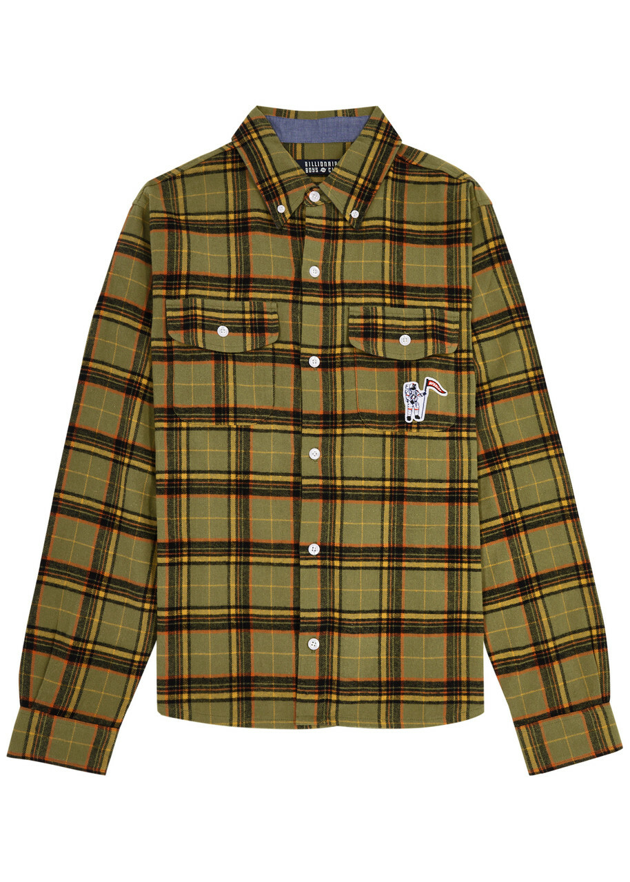 Billionaire Boys Club Logo Checked Flannel Shirt Green Billionaire