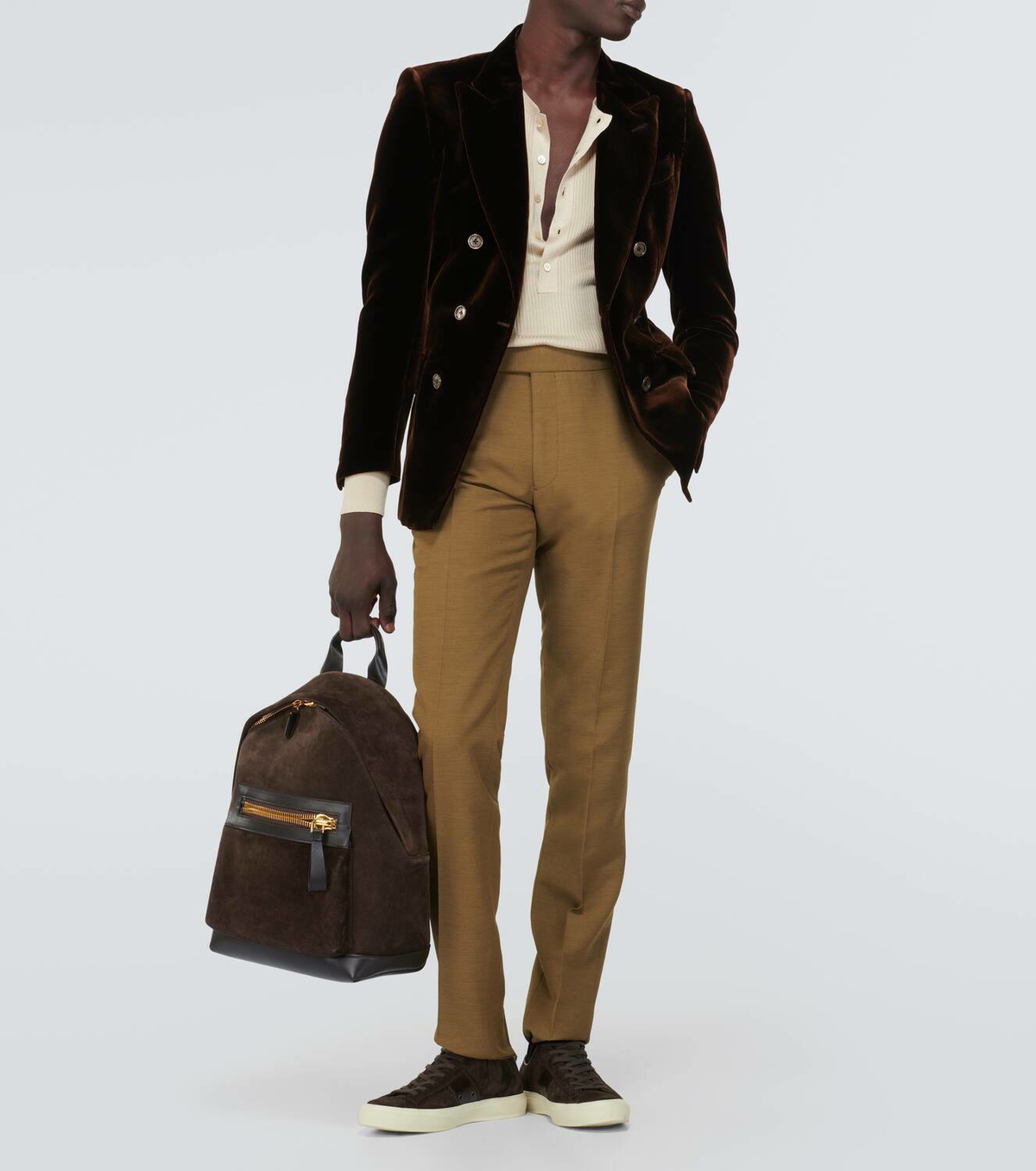 Tom Ford Buckley leather-trimmed suede backpack TOM FORD