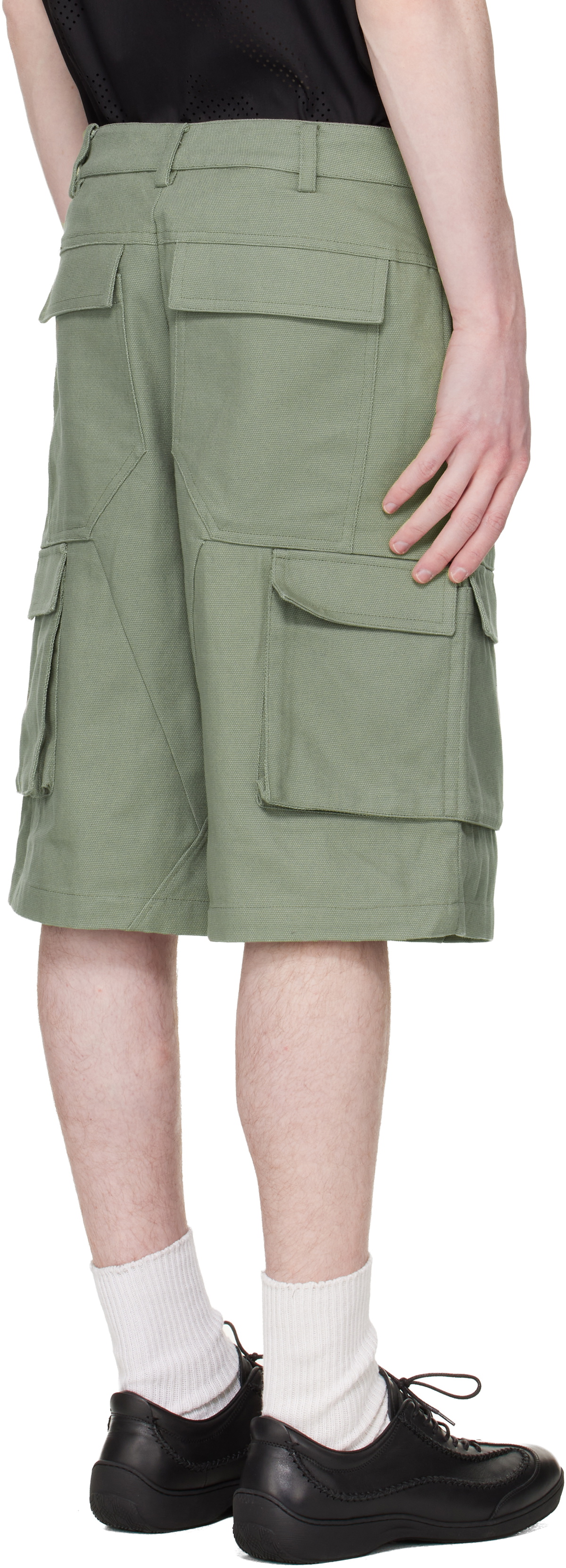 HELIOT EMIL Green Cellulae Cargo Shorts