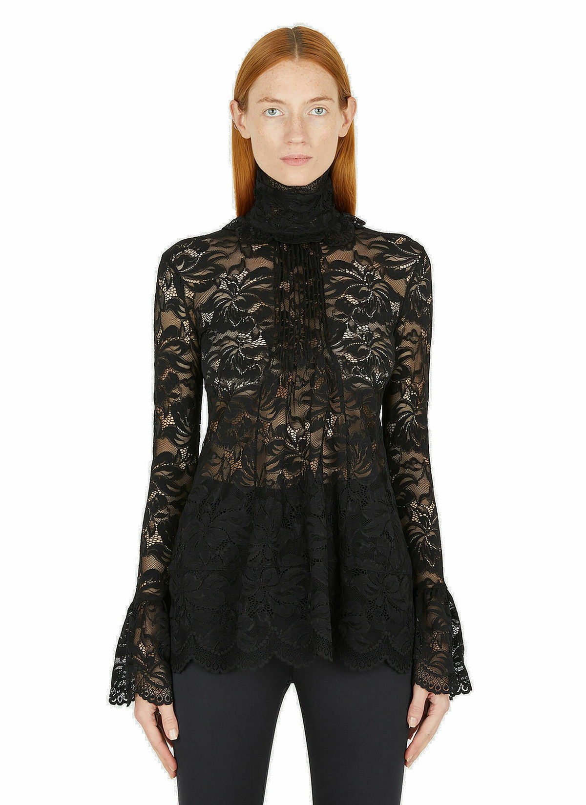 Scalloped Lace Top in Black Paco Rabanne