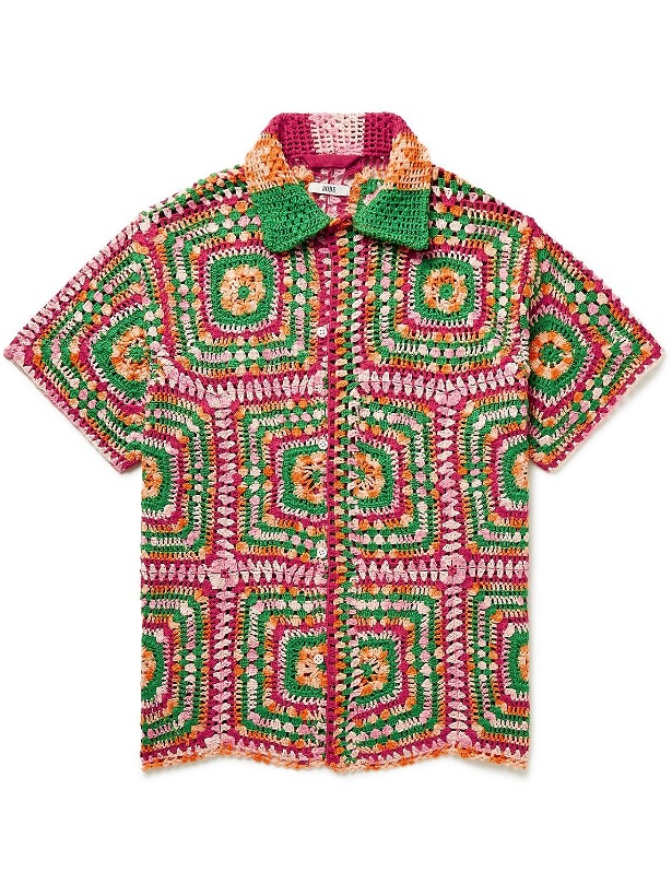 Photo: BODE - Manchester Convertible-Collar Crocheted Cotton Shirt - Multi