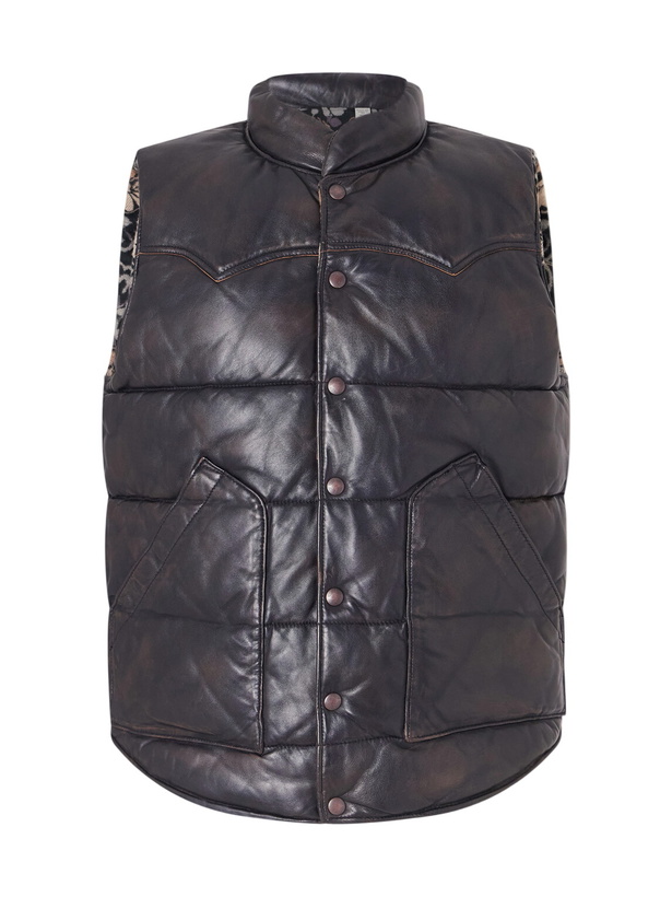 Photo: RRL - Reversible Quilted Leather Gilet - Black