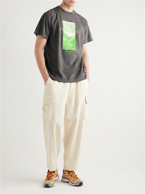 Photo: Afield Out® - Lure Printed Garment-Dyed Cotton-Jersey T-Shirt - Gray