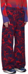 Burberry Red & Blue Rose Trousers