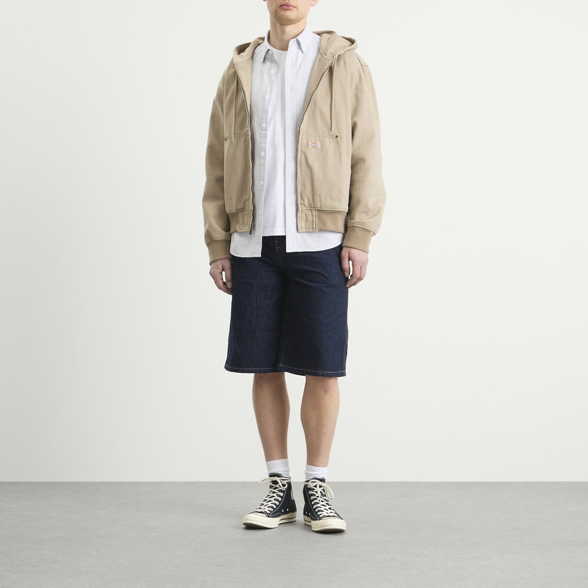 Dickies Men's Unlined Canvas Hooded Bomber Jacket in Desert Sand