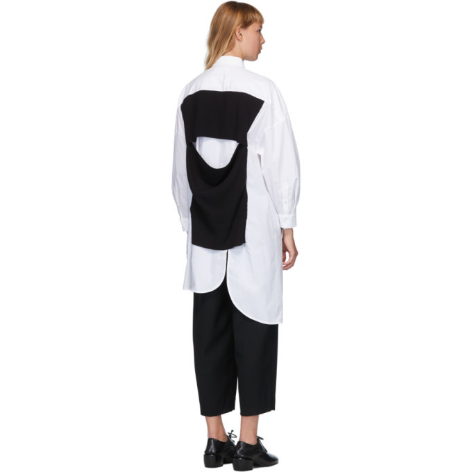 Enfold White and Black V-Neck Layered Shirt